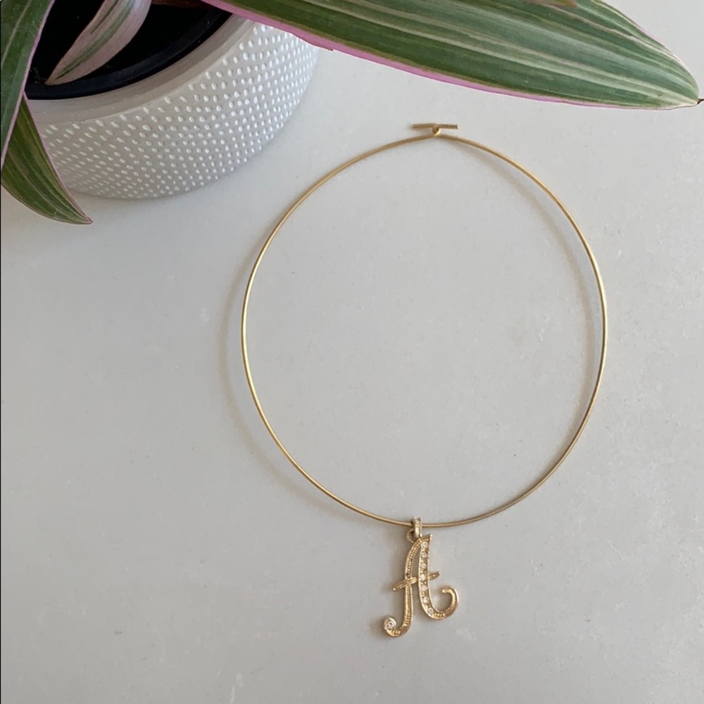 Vintage A initial slider necklace